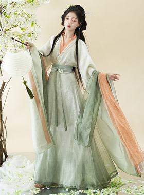 仙楚姬原创汉服【一袭青衣】魏晋南北朝刺绣破裙齐腰汉元素春秋款