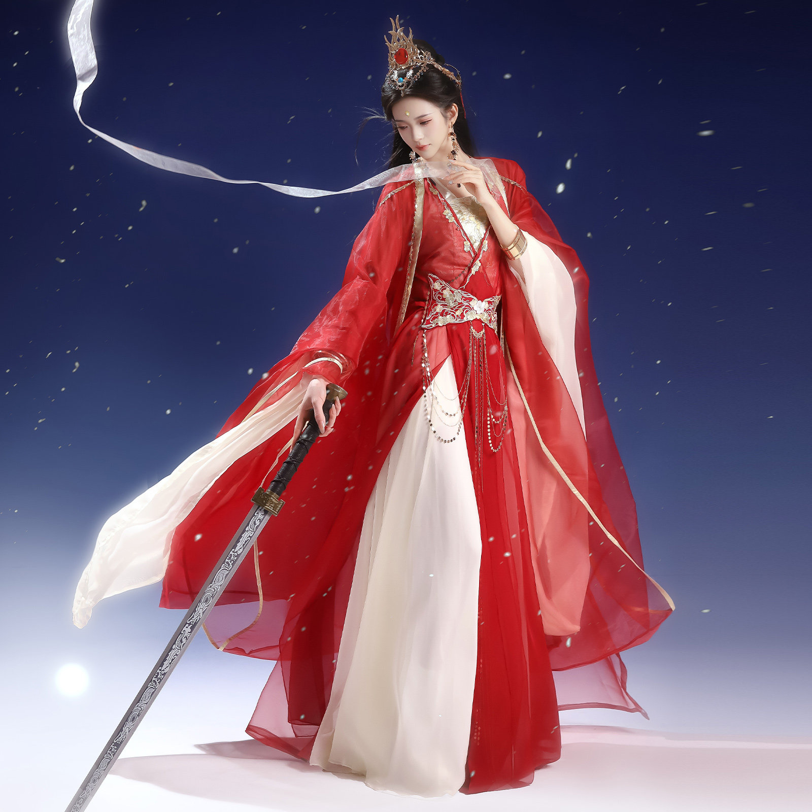 仙楚姬【绛雪辞】原创汉服女魏晋风绣花大袖衫齐腰诃子裙清冷日常