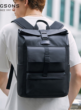 金圣斯户外骑行双肩包男士轻便电脑包旅游背包休闲街头大容量书包