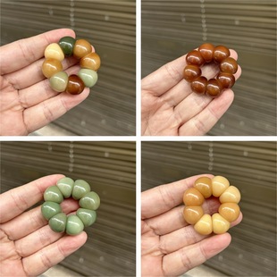 14mm山竹蒜瓣猪大肠菩提根手捻琥珀炫彩青芒佛珠念珠指尖文玩手串