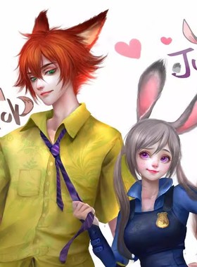 疯狂动物城cosplay动漫假发超还原朱迪Judy奶奶灰色 尼克Nick假发