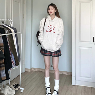 慵懒风oversize美式高街字母连帽卫衣女秋冬季设计感百搭加绒上衣