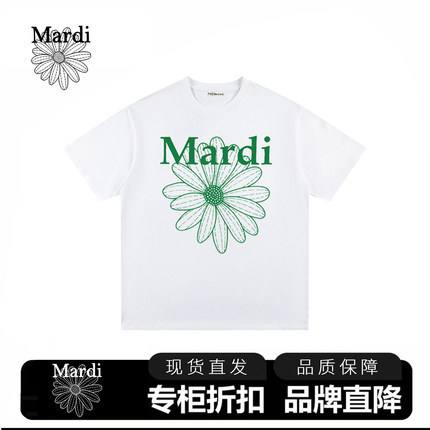 Mardi Mercredi韩国小雏菊字母印花明星同款纯棉短袖T恤上衣女款
