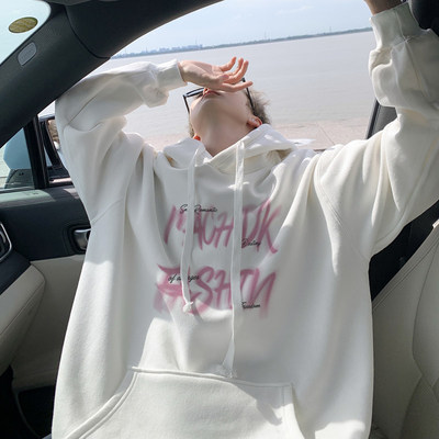 600G重磅纯棉连帽卫衣男秋季美式字母高街打底衫情侣宽松外套潮流