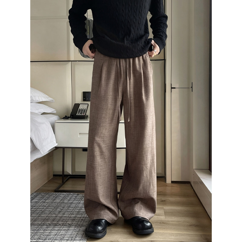 老钱风cleanfit仿亚麻裤男夏季棉麻穿搭情侣款凉感宽松百搭休闲裤