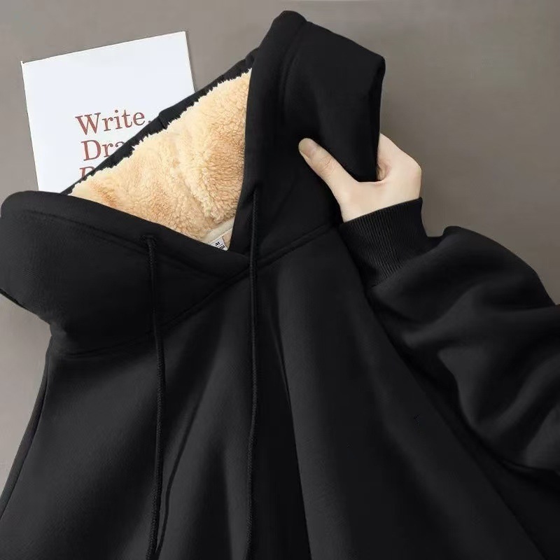 加绒卫衣男秋冬季加厚宽