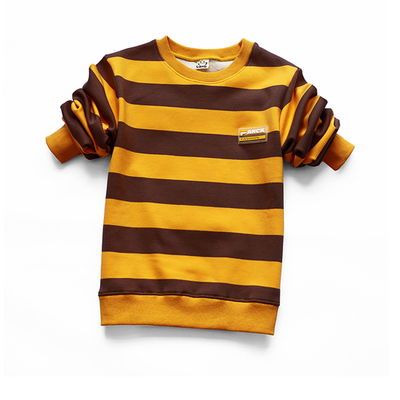 男童保暖中大加绒加厚条纹卫衣