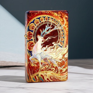 首领全新升级三代超薄机械唐卡珐琅黑财神复古工艺防风打火机个性