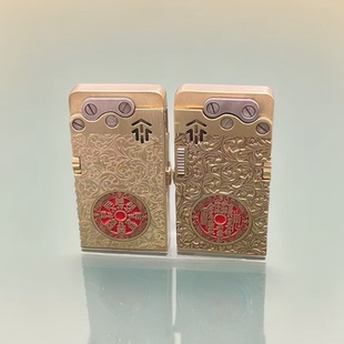 手工升级八代龙蛇纯铜机械煤油打火机个性立体浮雕添彩创意弹射机
