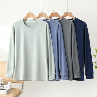 大码秋冬季新款德绒保暖睡衣上衣单件男款套头长袖保暖家居服上衣