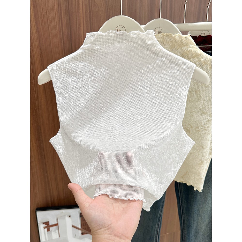 安哥拉红木耳边假领秋冬半高领