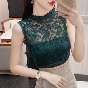 气质显瘦 秋冬打底无袖 搭配新款 弹力蕾丝假领子女百搭假领蕾丝衫