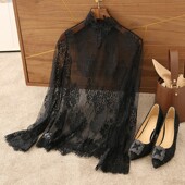 网纱内搭 新款 蕾丝打底衫 女公主风精致半高领绣花洋气秋冬2021春装