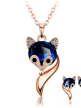 水晶韩版时尚风配饰项链狐狸吊坠