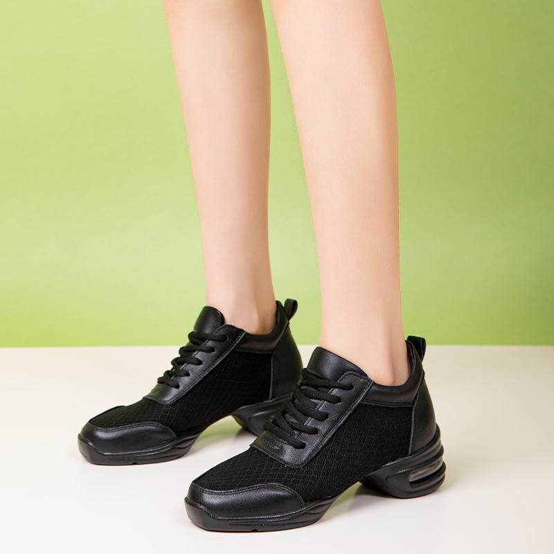 2025新款女透气广场舞鞋黑色拉丁舞鞋舞蹈鞋现代舞鞋爵士舞鞋高跟