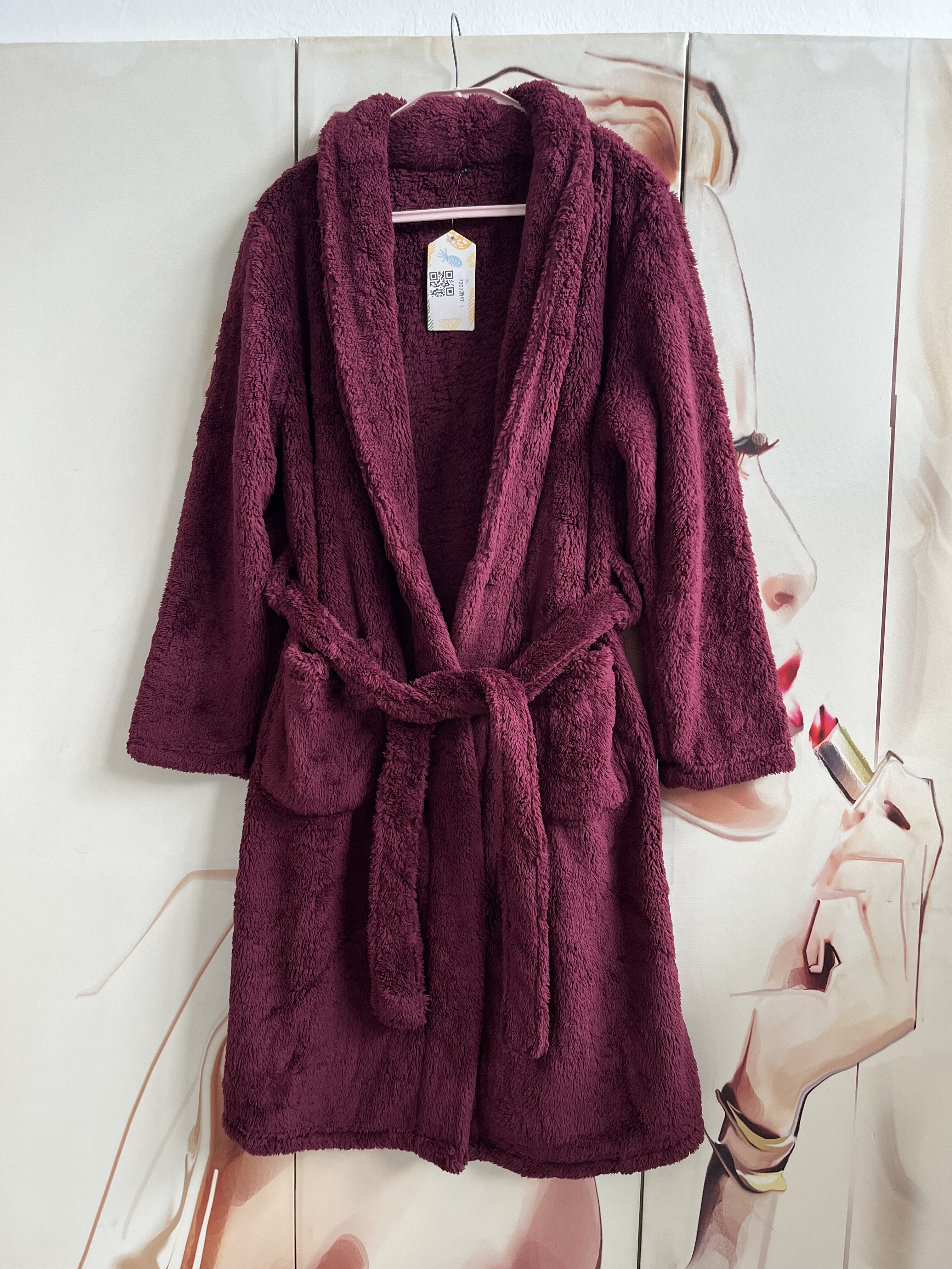 女士睡袍秋冬季加厚法兰绒浴袍加绒中长款珊瑚绒浴衣居家睡袍