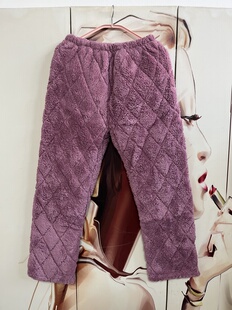 2025冬季女士三层夹棉珊瑚绒睡衣裤子法兰绒女睡裤女裤长裤居家裤