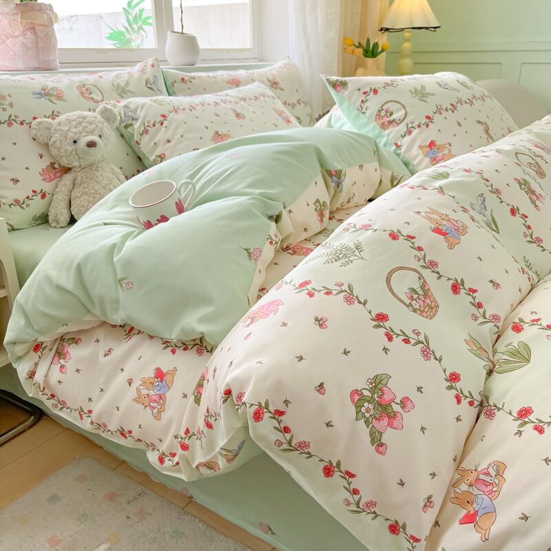 ins纯棉被套 小清新全棉被罩斜纹被套单双人被套床上用品批发团购