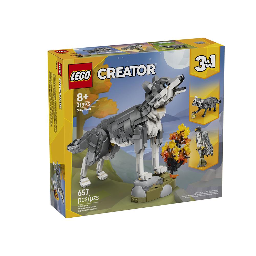 LEGO乐高创意百变3合1系列31393森林动物灰狼男女孩拼搭积木玩具