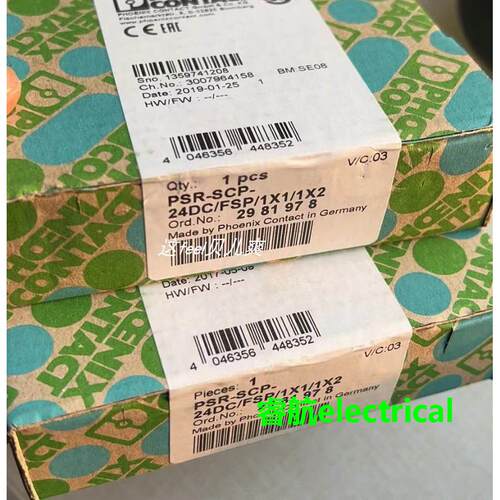 菲尼克斯PSR-SCP- 24DC/FSP/1X1/1X2现货耦合继电器2981978议价$