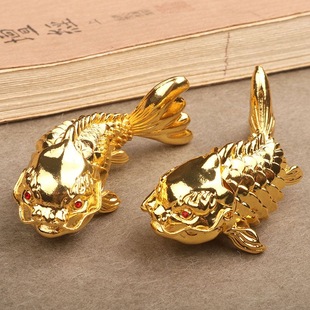 创意纯黄铜龙鲤鱼茶宠办公室桌面年年有余手把件活动龙鱼小摆件