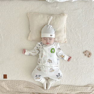 新生幼儿四季 婴儿纯棉和尚服宝宝月子服婴儿冬天打底衣 款 两件套装