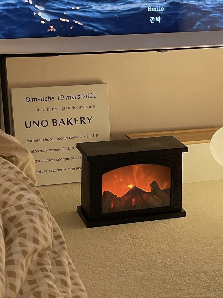 ins retro simulation flame lamp fireplace atmosphere decorative lamp Room decoration item Bedroom night light New Year gift for women thumbnail 6