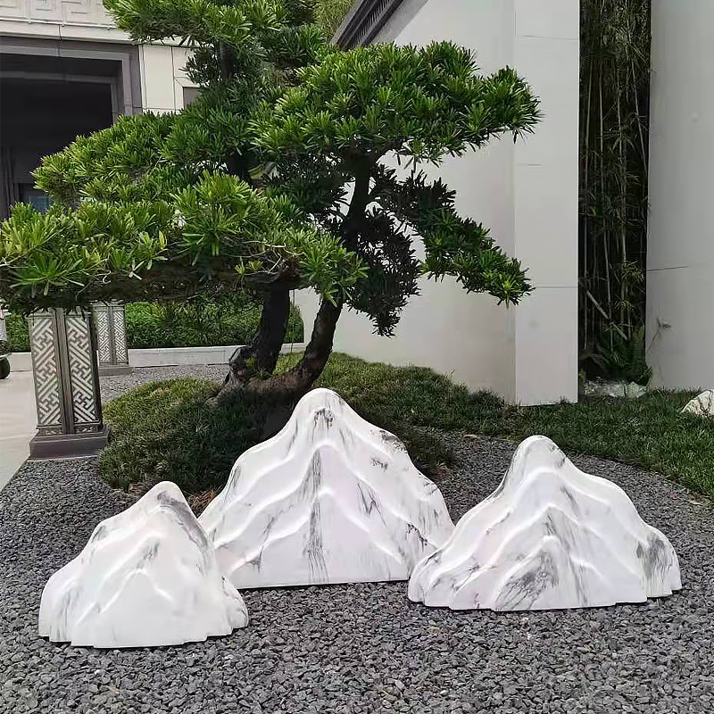 仿真雪浪石造景切片石新中式摆件