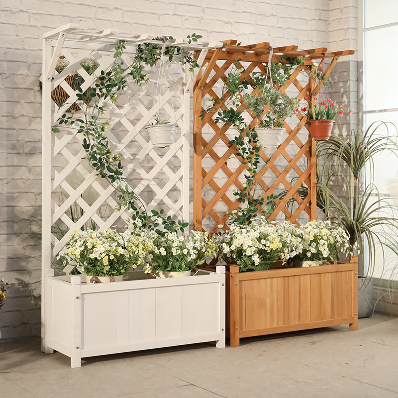 柚之艺防腐木花架花箱高温碳化