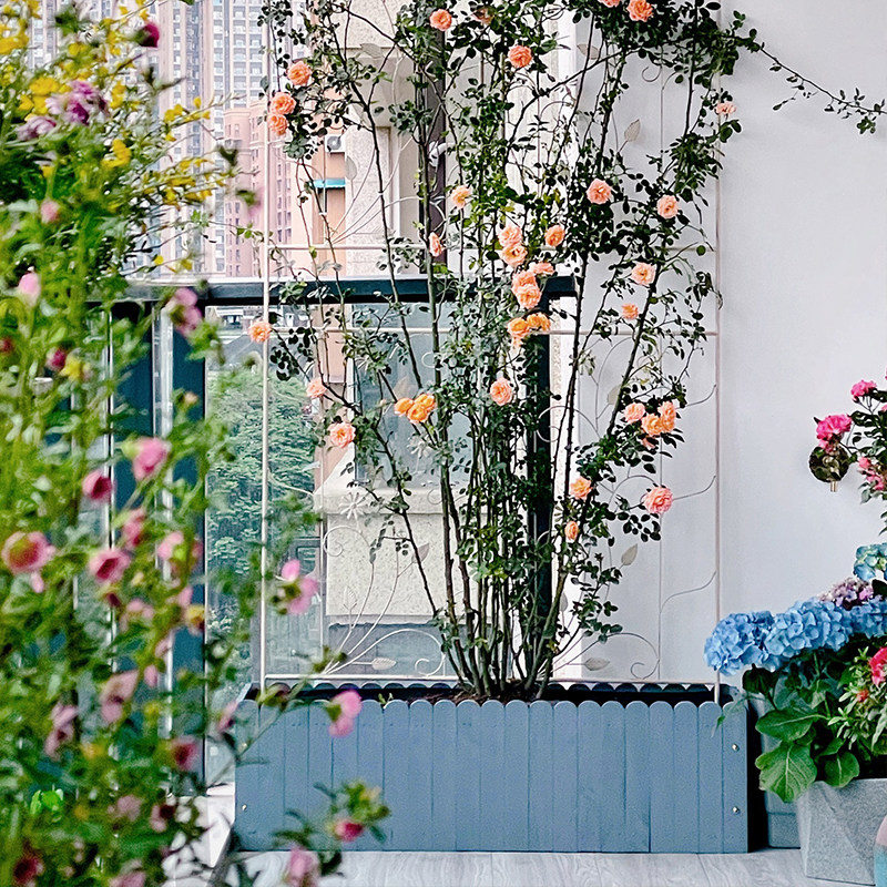 防腐木花箱户外庭院栅栏花盆阳台实木质种菜花槽室外长方形种植箱