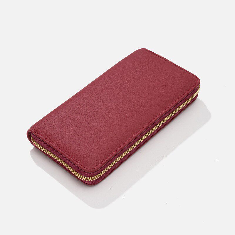 真皮长款钱包女2026年新款荔枝纹头层牛皮多卡位手拿包大容量卡包