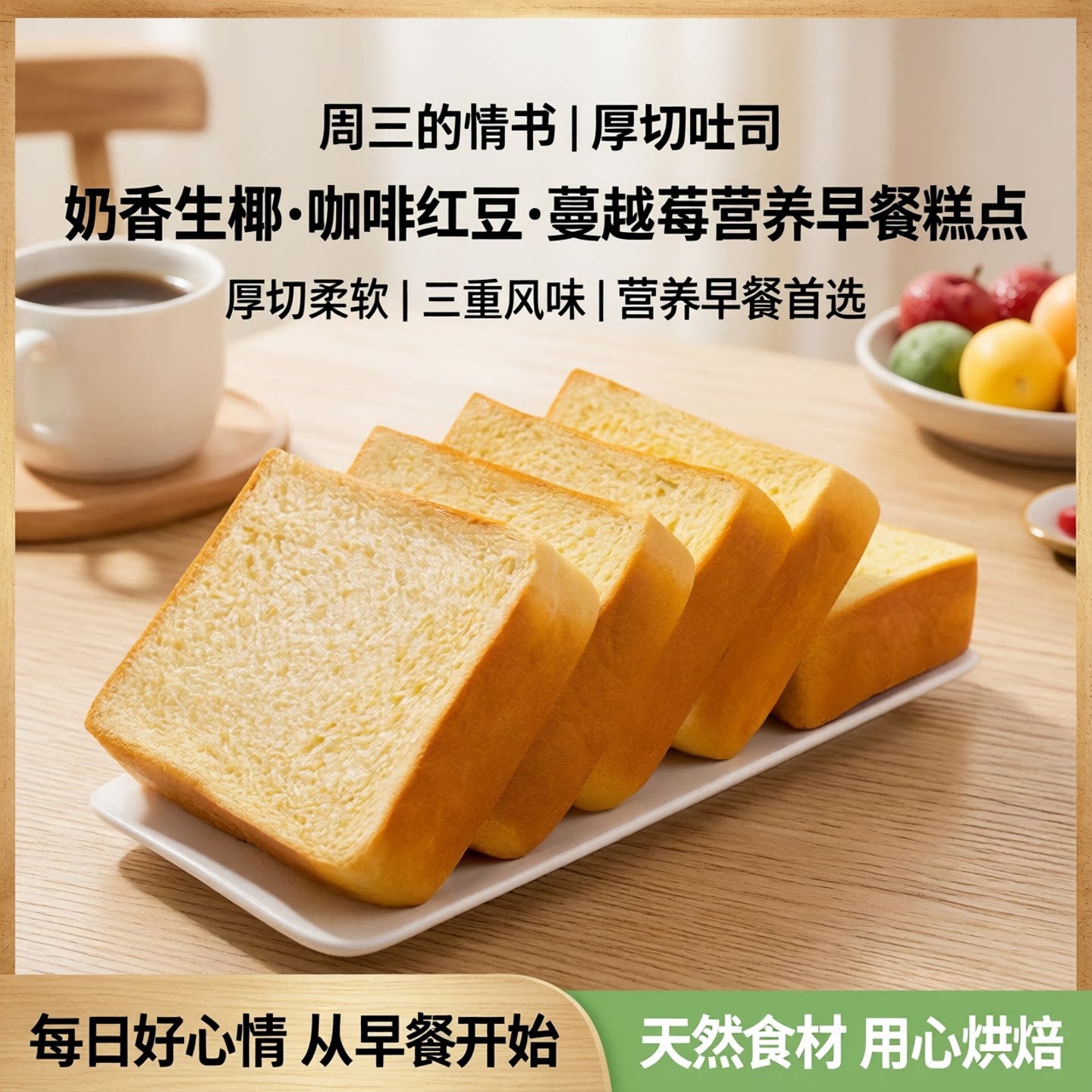 周三的情书厚切吐司面包切片早餐图片