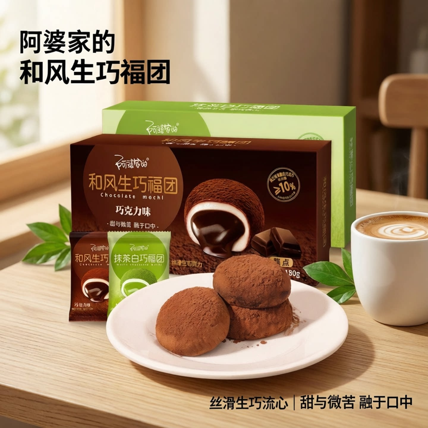 阿婆家的和凤生巧福团巧克力味抹茶流心麻薯传统糕点下午茶小零食