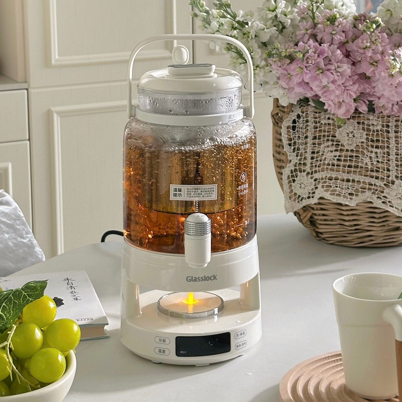 Glasslock GE-TE08CMW 养生壶炖煮一体家用多功能带水龙头煮茶壶