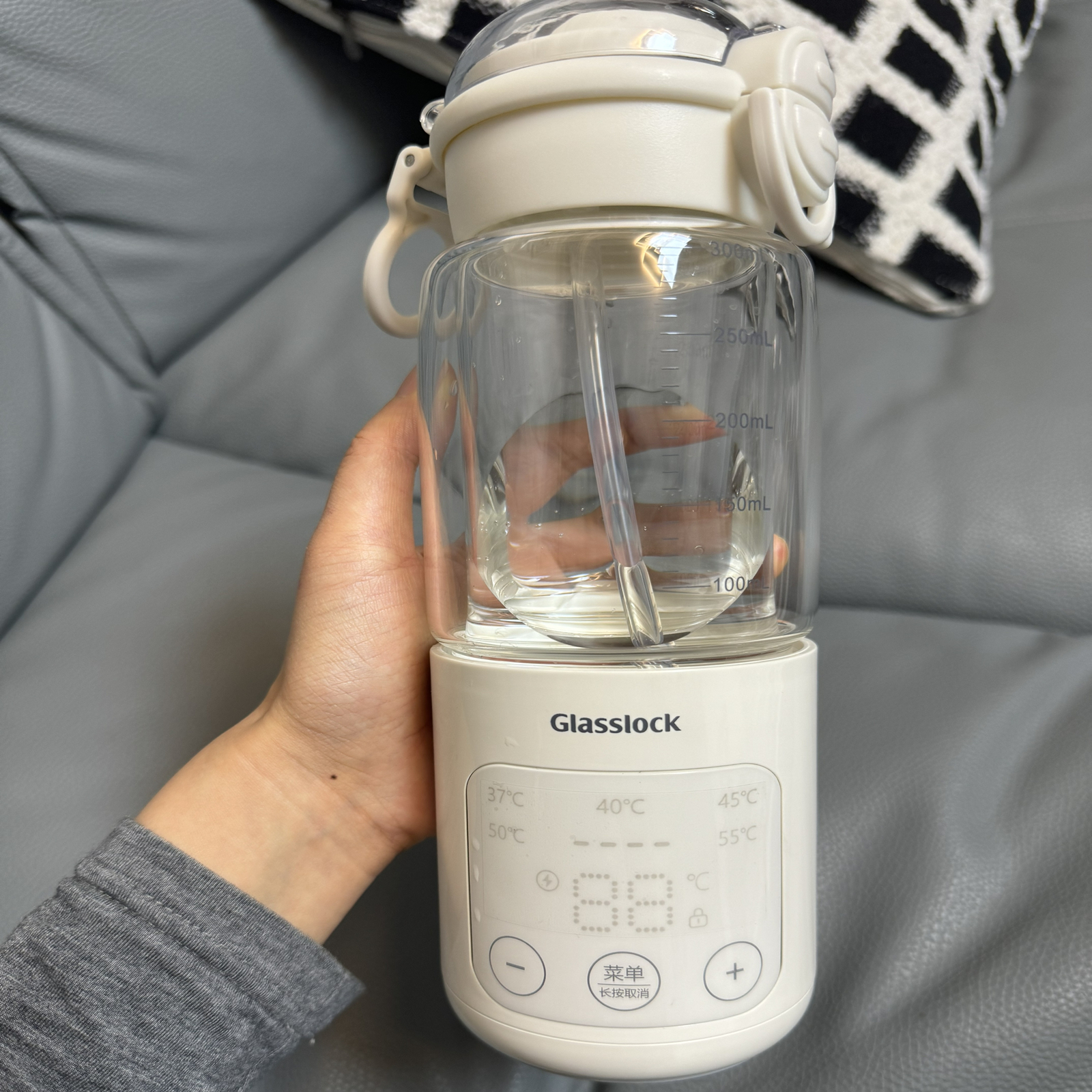 Glasslock双层恒温壶婴儿外出专用无线便携式水杯保温调奶器冲奶