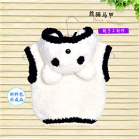 阿娴编织套装熊猫马甲材料包 绒绒线熊猫马甲宝宝马甲送教程