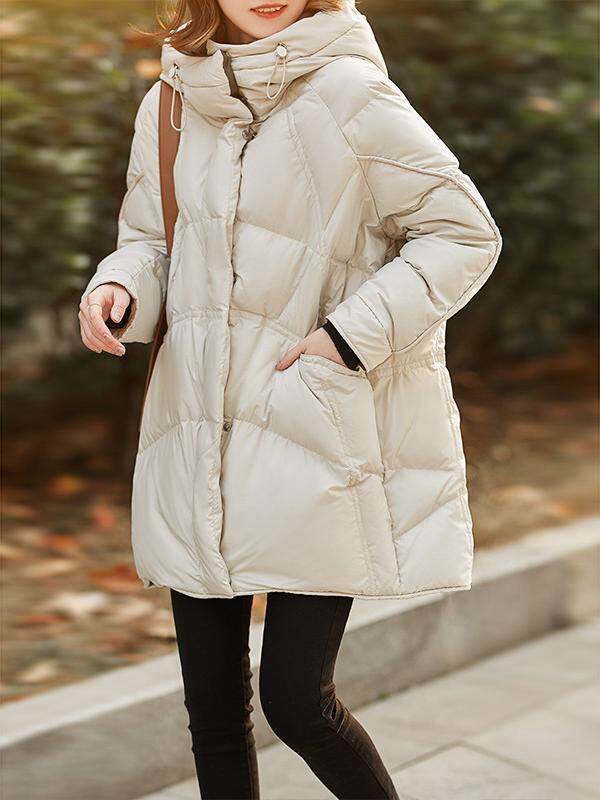 이론 테일러 고급 90 화이트 덕다운 후드 미드길이 다운 재킷 가을 겨울 신작 통근