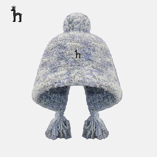 哈吉斯船长2025新款混彩毛绒球球护耳帽女冬保暖可爱百搭毛绒针织