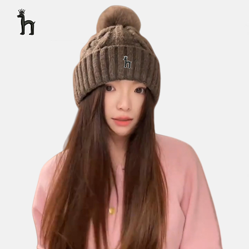 哈吉斯船长韩版毛线帽女秋冬季加绒加厚针织帽百搭保暖套头护耳帽