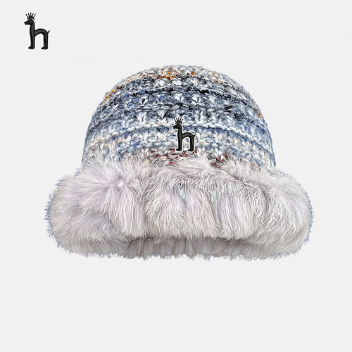 哈吉斯船长毛绒针织2025新款秋冬条纹加厚渔夫帽女护耳个性水桶帽