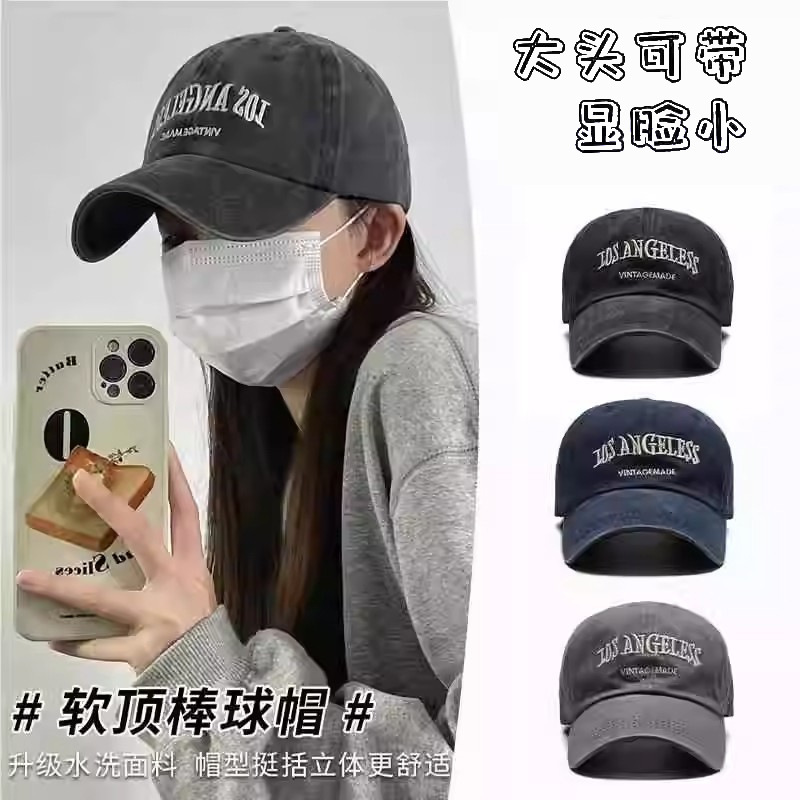 in复古灰色棒球帽子女款夏季美式