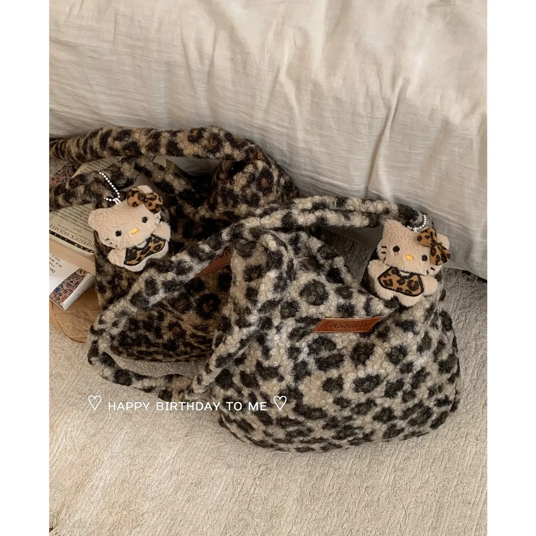 秋冬毛绒包包女款爆款2025新款韩系豹纹百搭单肩包时尚通勤斜挎包