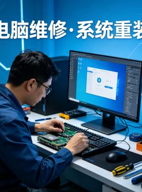 电脑系统维修远程故障咨询修复重装蓝屏卡顿驱动安装网络问题咨询