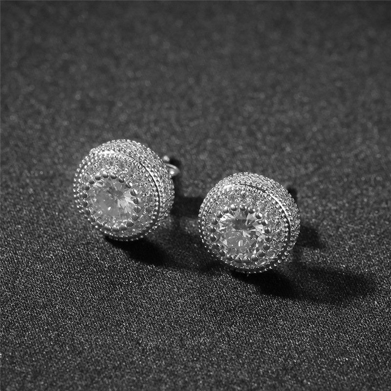 ins嘻哈满钻锆石男女情侣hiphop ear studs bligbling耳钉耳饰品