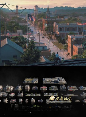 美国城市郊区市区楼房建筑3D模型C4D Octane/Blender/FBX/OBJ格式