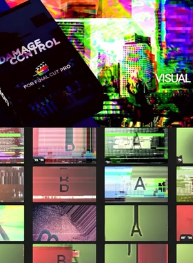 FCPX插件-50个流行画面故障损坏科技感干扰文字标题转场特效预设