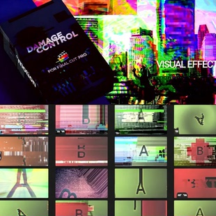 FCPX插件-50个流行画面故障损坏科技感干扰文字标题转场特效预设
