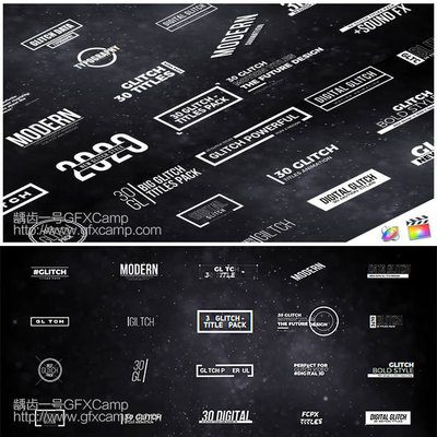 FCPX插件 30个科技感信号损坏毛刺文字标题字幕动画 Final Cut
