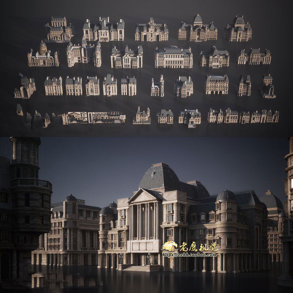 罗马伦敦古建筑城市楼房3D模型 C4D/MAX/FBX/OBJ/Maya/Blender等