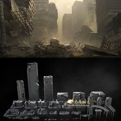 城市废墟倒塌楼房建筑3D模型 C4D Octane/Blender/FBX/OBJ/Maya